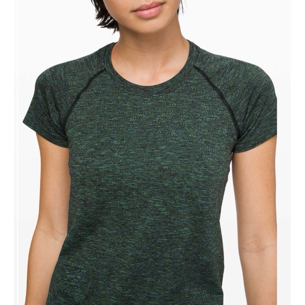 Lululemon Swiftly Speed Short Sleeve Black / Deep Coal / Clean Green / Azure 8 - Picture 5 of 8